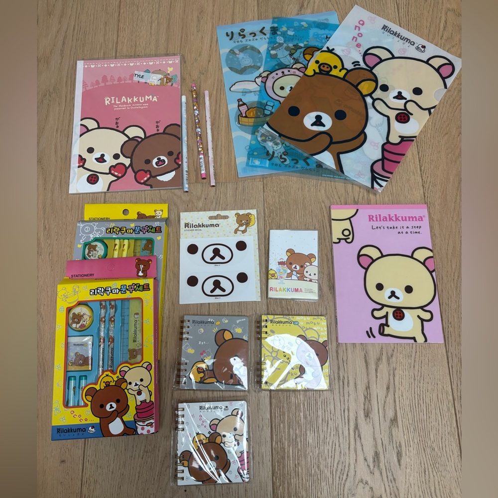 Rilakkuma & Korilakkuma Stationery Set with Notebooks, Folders, Pencils and more